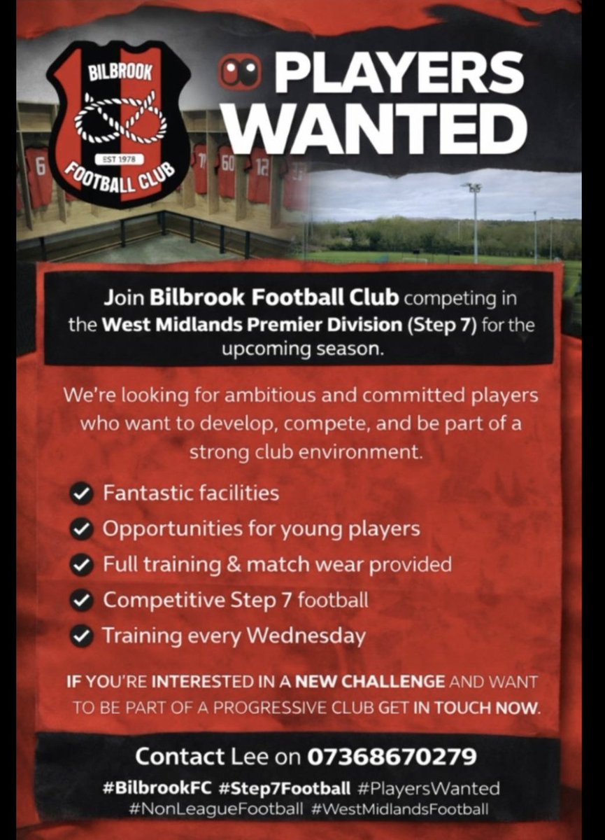 fc_bilbrook's tweet photo. Trials start next week, DM the page or contact the number on the poster ⚽️🔴⚫️⚽️ https://t.co/sxi7FWTTHP
