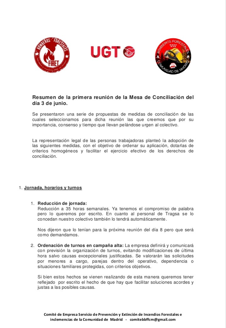 FIRETBF's tweet photo. Tras decidir mantener en stanby la huelga, sin desconvocarla, las únicas certezas que tenemos en la primera reunión son palabras, aún sin hechos concretos.
No bajamos la guardia 
#BomberosForestalesCM https://t.co/DMIkLPFkjS