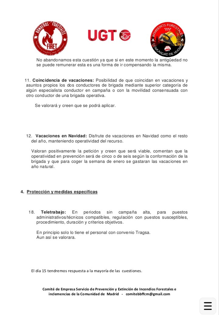 FIRETBF's tweet photo. Tras decidir mantener en stanby la huelga, sin desconvocarla, las únicas certezas que tenemos en la primera reunión son palabras, aún sin hechos concretos.
No bajamos la guardia 
#BomberosForestalesCM https://t.co/DMIkLPFkjS