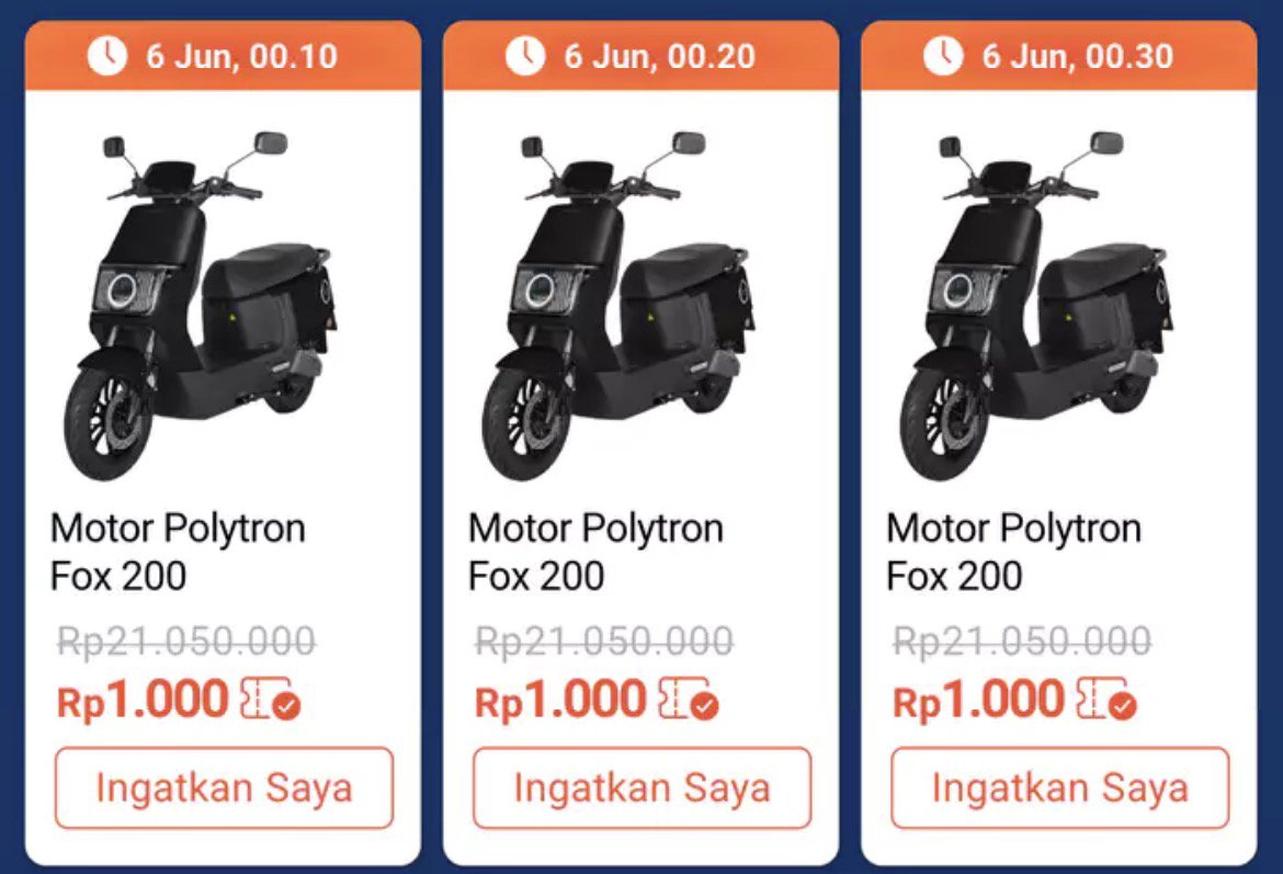 ItsMeCan17's tweet photo. motor polytron fox 200 cuma Rp1.000 di Shopee? 😭✨ ini sih kesempatan yang bikin pengen langsung siapin alarm dari sekarang. siapa tahu rezekinya lagi lewat dan bisa checkout dengan harga yang gak masuk akal. #MotorRp1000DiShopee https://t.co/vr6EGIhL4i