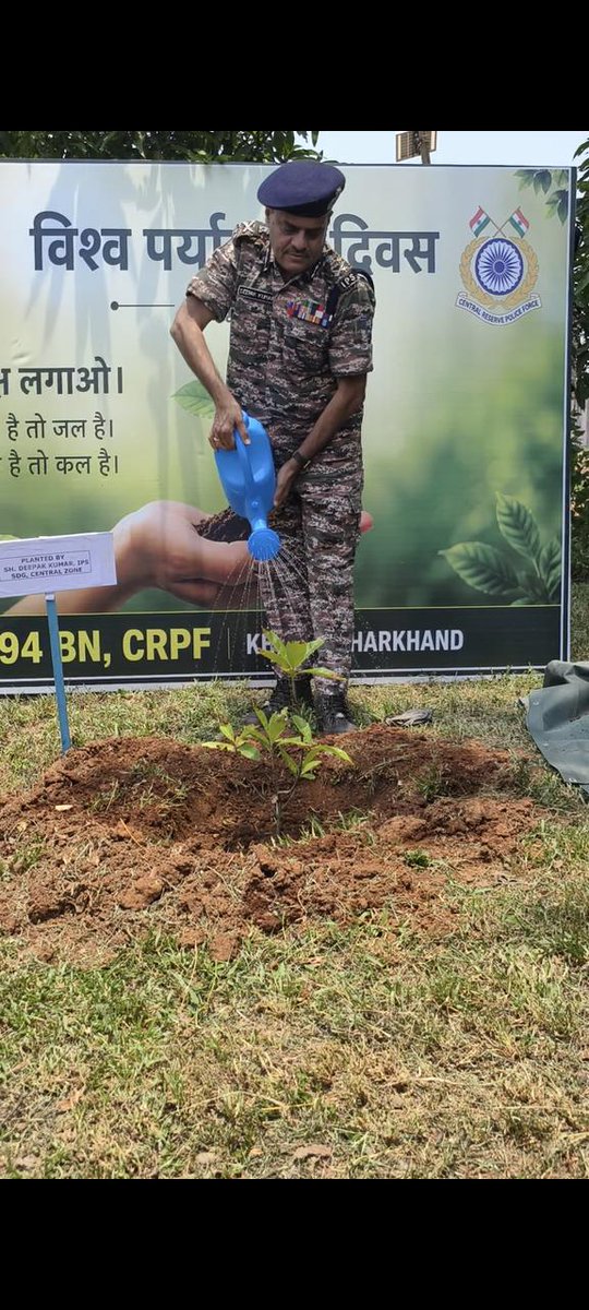 CRPF_Jharkhand's tweet photo. 🌱World Environment Day 2026🌍
Jharkhand Sector celebrated its commitment through a large-scale tree plantation drive under the aegis of Sh. Deepak Kumar, IPS, SDG, CZ CRPF and Sh. Saket Kumar Singh, IPS, IG, Jkd Sec CRPF.
"Plant a tree today, nurture a better tomorrow." 🌿 https://t.co/jHZQcWCYRf