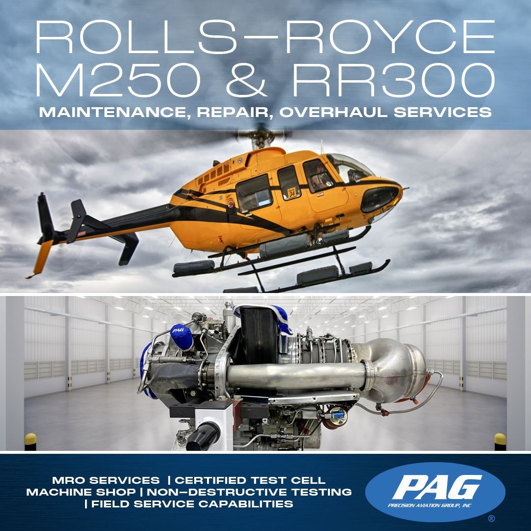 PrecAviationGrp's tweet photo. PAG’s Engine Services Division is dedicated to ensuring your Rolls-Royce M250/RR300 engine is operating in peak condition. Our award-winning, AMROC facilities deliver consistent standards, controlled processes, and more.

#pagstrong #aviation #engines #rotorwing #rrm250 #rr300 https://t.co/l8qGJZswoT