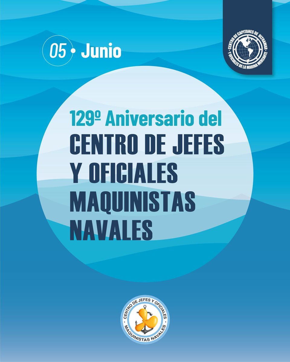 CapitanesAR's tweet photo. ⚓ Saludamos al Centro de Jefes y Oficiales Maquinistas Navales en el marco de su 129° aniversario.

Una institución con una extensa trayectoria al servicio de los profesionales maquinistas navales y de la actividad marítima argentina. https://t.co/Ylb8VHHQ7l