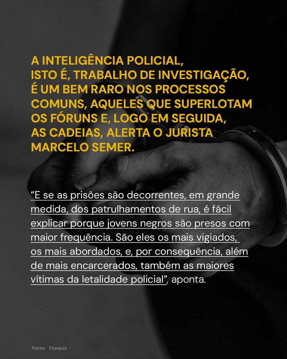 TheInterceptBr's tweet photo. O investimento em inteligência policial foi substituído pelo populismo penal. O resultado é um sistema que serve ao grande encarceramento, mas não ao encarceramento dos grandes.

👉 Leia a coluna de Marcelo Semer no site do Intercept Brasil: https://t.co/aDGs8u0X2L https://t.co/J7rZqvDsCN
