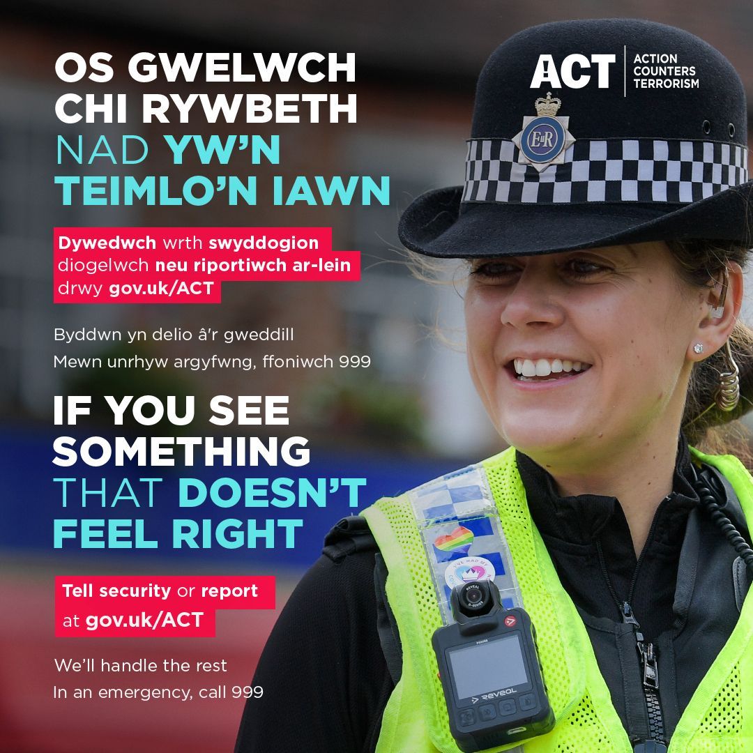 CaerphillyCBC's tweet photo. Out and about today? Stay alert and be aware of your surroundings. If you see anything that doesn’t feel right report online in confidence at https://t.co/llR5uEng2F

In an emergency always call 999.

Remember, action counters terrorism. https://t.co/4QcjTRwjlG