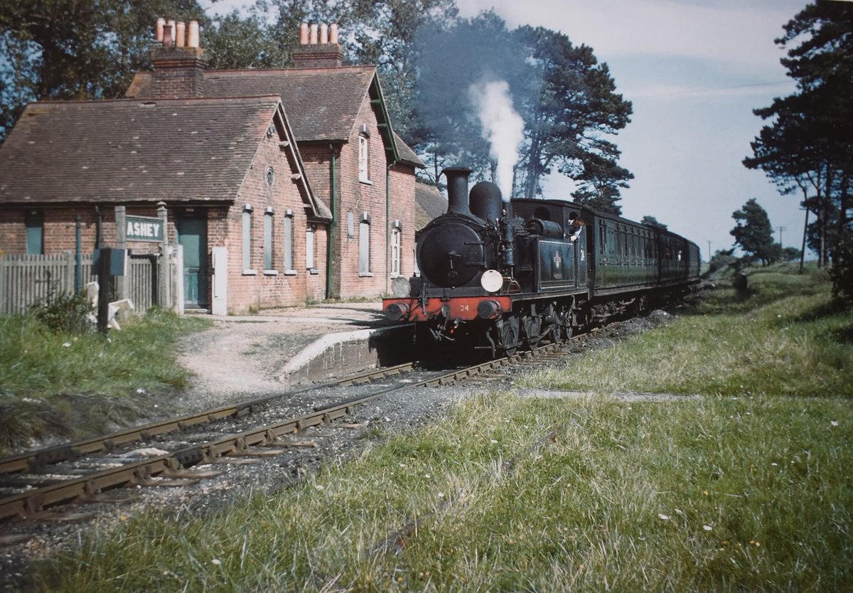 JeffAlbiston's tweet photo. Class O2 W24 'Calbourne' at Ashey station.

Date: 11th September 1960
📷 Photo by Roy Patterson.
#steamlocomotive #1960s #IsleofWight #BritishRailways https://t.co/s5feHfBr8N