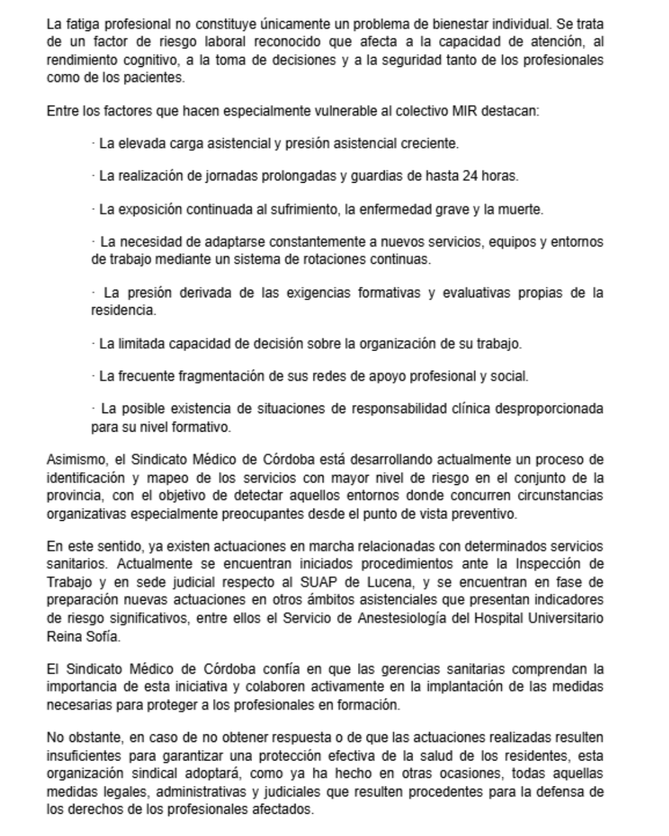 SMACORDOBA's tweet photo. Los suicidios de MIR han visibilizado un problema mucho más amplio: burnout, fatiga, presión asistencial y deterioro de la salud mental.

Desde el Sindicato Médico de Córdoba hemos decidido actuar.

#MIR #SaludMental #SMACórdoba https://t.co/upS9qjBDWA