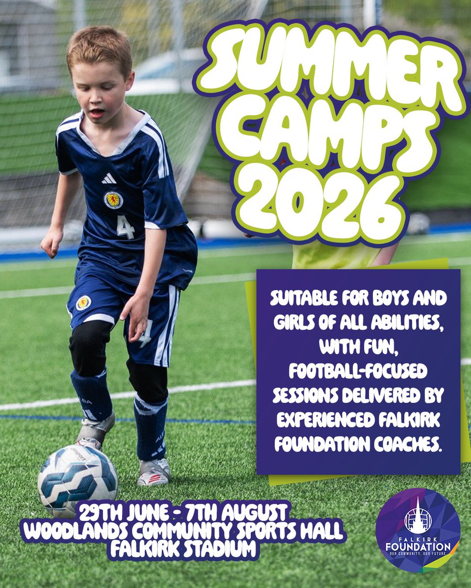 falkirkfcf's tweet photo. Fresh air. Football. Fun.

Put the PlayStation down and get outside this summer ☀️⚽

Our Summer Camps are the perfect way for children to stay active, burn off energy and enjoy their holidays with friends old and new.

Book your place now.
https://t.co/79UAcZqSGA https://t.co/AwdZvo76PP