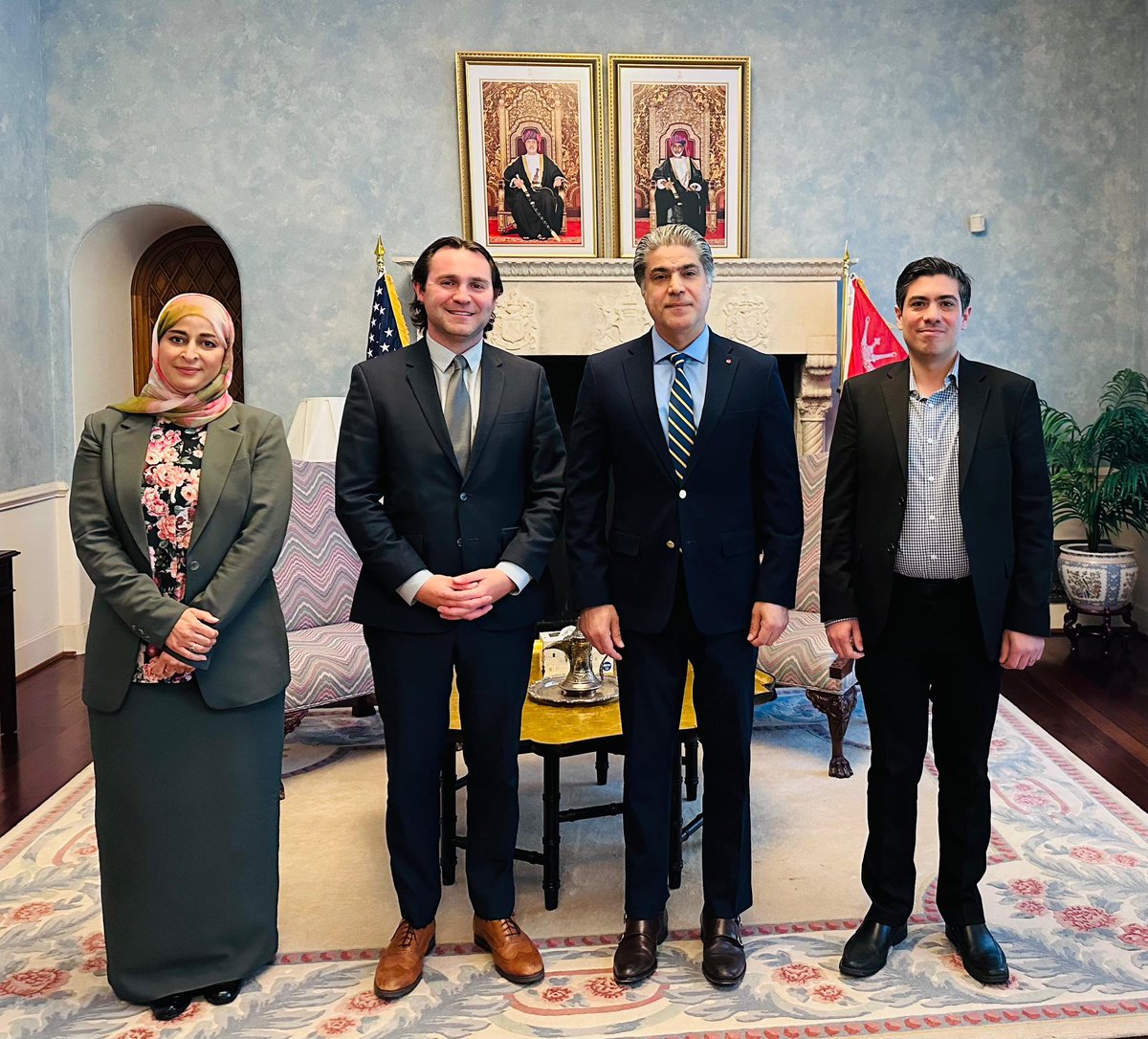 OmanEmbassyUSA's tweet photo. #WashingtonDC
H.E. Ambassador Talal bin Suleiman Al Rahbi met with Mr. Sam Torrer, Starlink’s Middle East Operations Manager at SpaceX, to review the company’s services in the Sultanate of Oman and discuss its future plans to expand satellite communications services, as well as opportunities to increase its investments in this sector.