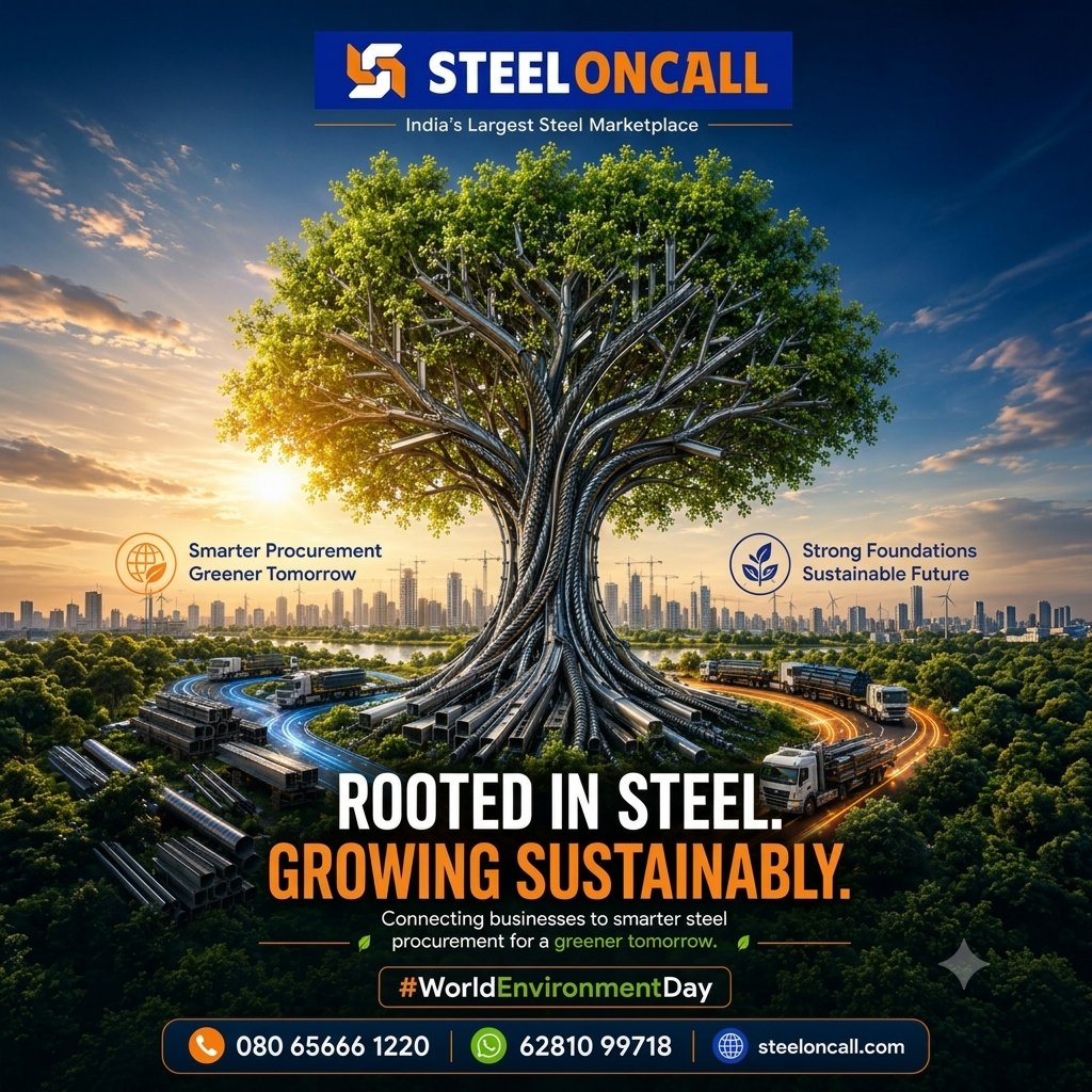 SteelonCall's tweet photo. This #WorldEnvironmentDay, we're committed to building a smarter, more efficient steel ecosystem through digital procurement and transparent supply chains.

Strong foundations. Sustainable futures. 

#SteelonCall #SteelIndustry #GreenGrowth #Construction #WorldEnvironmentDay https://t.co/GXC5wMCgdA