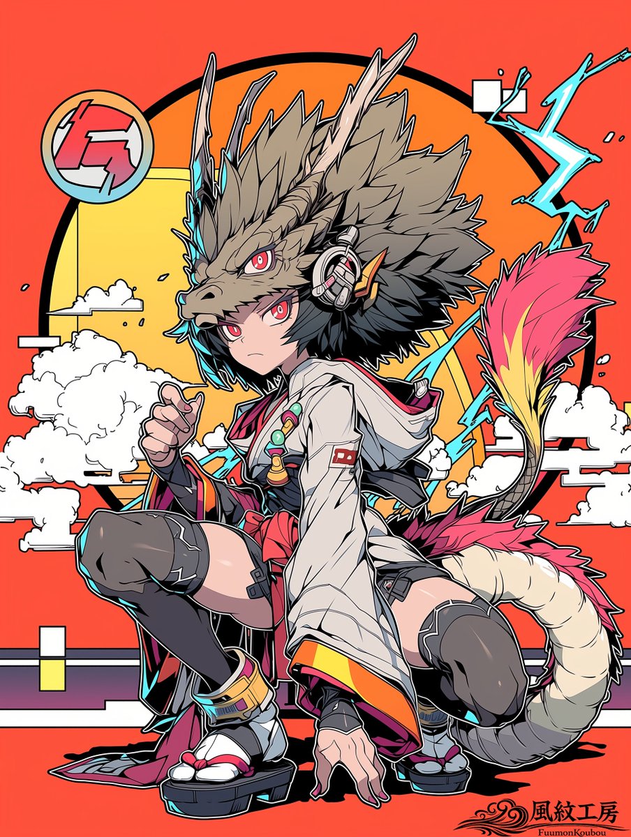 wind_pattern's tweet photo. #龍娘 #AIイラスト 
⚡🎧ロックンロール＝ドラゴンちゃん🐲⚡
神秘性？超越性？
そんなボヤけた言葉はロックじゃないぜ！
イマドキのドラゴンちゃんは、雷鳴一閃、バシッとキメる！
イェーイ、ティスイズロケンローッ！ https://t.co/bDJ9muoRRm