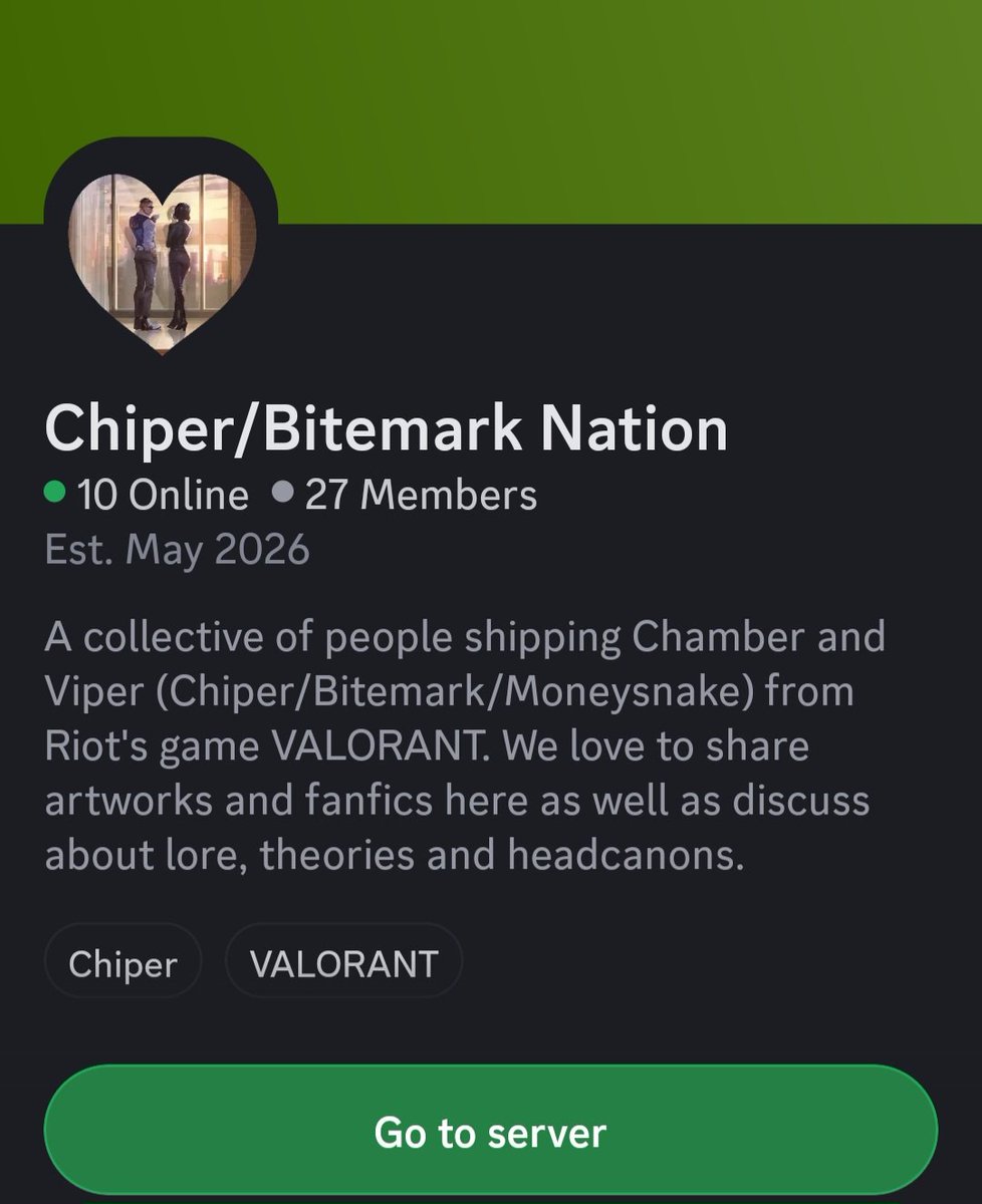 asayume_san's tweet photo. Hey all! Some friends and I have made an 18+ discord server to chat about #Chiper , exchanging art and writing and just be silly over a lovely ship. If you would like to join please DM me for the link and we would love to have you there 💛💚
(Feel free to share🤗) https://t.co/Ts3T6CS8zP