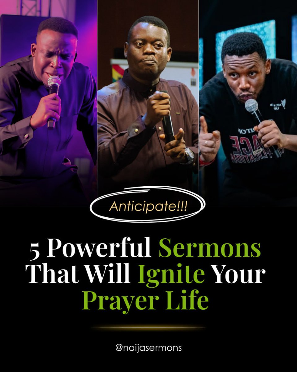 naijasermons's tweet photo. Do you sometimes struggle to stay consistent in prayer? 😔

Have you ever wanted to pray more, but you just don't know where to start or what to say? You're not alone... a strong prayer life isn't just for pastors or spiritual giants. It is for every believer who desires a deeper walk with God.

We've carefully selected 5 Powerful Sermons That Will Ignite Your Prayer Life to help you understand the power of prayer, grow in intimacy with God, and pray with greater faith and confidence.

The sermons will be dropped on our Telegram Channel by 7pm. Join us so you don't miss it 👇👇

https://t.co/oHpAIqVMy9