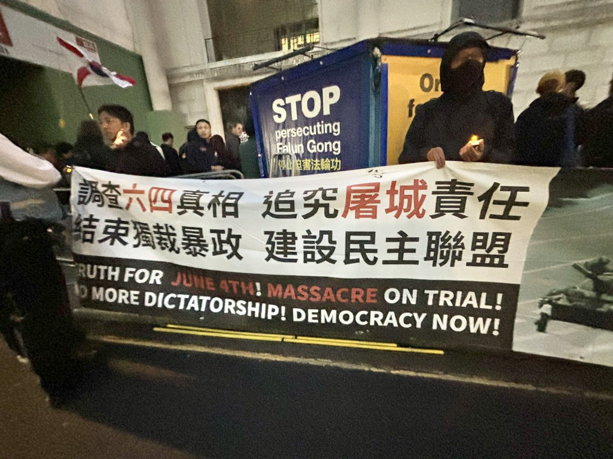 Kruoais's tweet photo. Last night, I joined the June 4 vigil in London.

As someone who has experienced political repression in Hong Kong, remembering Tiananmen is deeply personal.

We honour those who stood up for freedom and democracy, and we continue to speak out against injustice.

#June4th https://t.co/JyS5fv2jwo