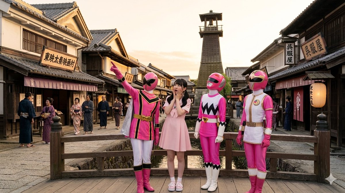 Sentaipink50's tweet photo. Ai生成シリーズ
第11作目
「戦隊ピンク達の東西南北わくわく旅」
「カラーヒロインズのみちのく旅行記」

西編・春花さんと一緒に関西旅行（後編）
（同行者　ギンガピンク・マジピンク・ホウオウレンジャー）

金閣寺
宇治抹茶を味わう
太秦映画村
天橋立 https://t.co/h0273Yq3DR