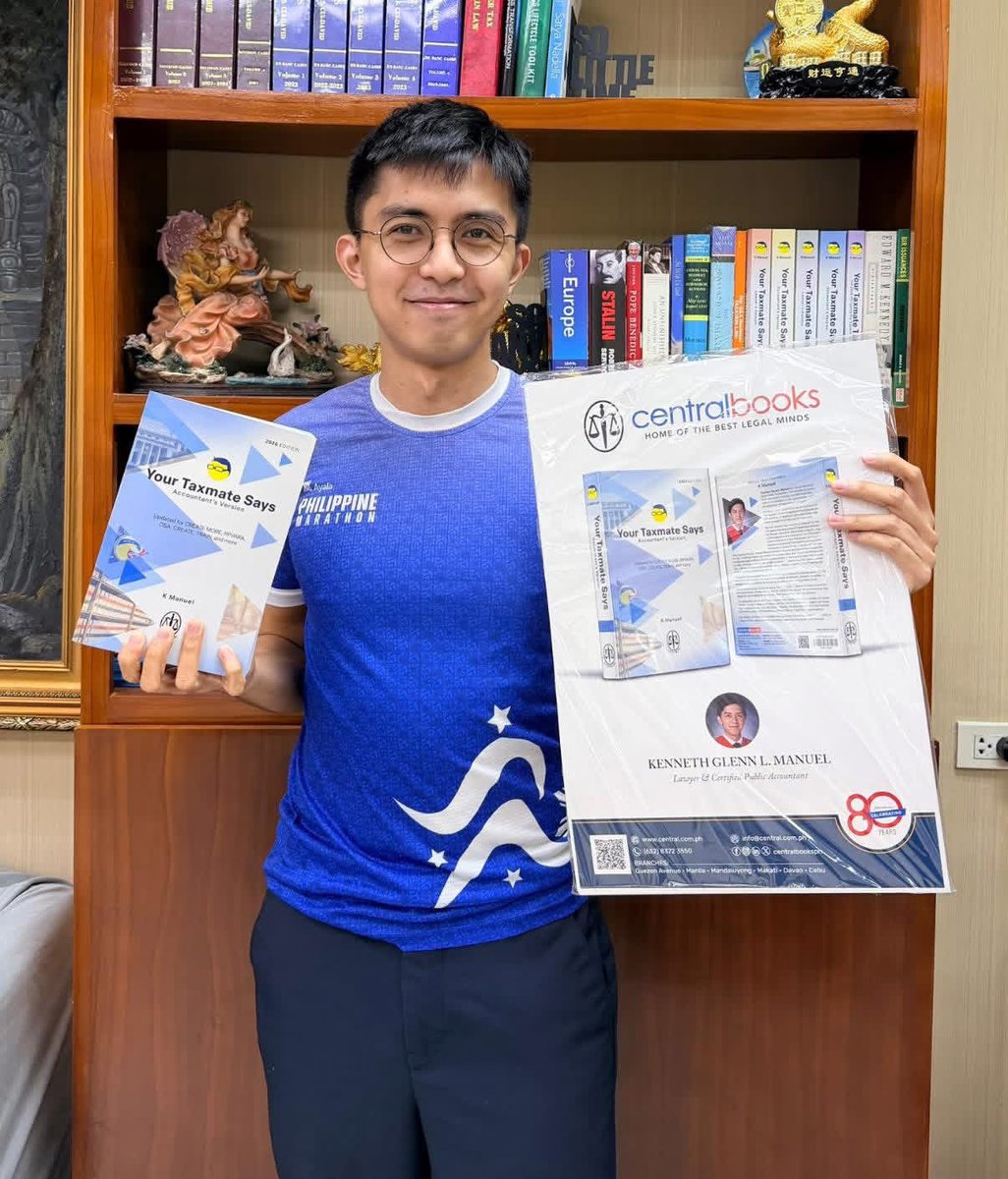 theklmanuel's tweet photo. Hello, future CPAs!!! Your Taxmate Says (Accountant’s Version) (2026 edition) is now here! 💙

Updated up to Q1 2026 laws, BIR issuances, and court decisions.

The price is lower compared to the 2025 edition!!! Thank you, Doc Girlie and Central Books!!!

Link ⬇️ https://t.co/pOrkfzpu6y