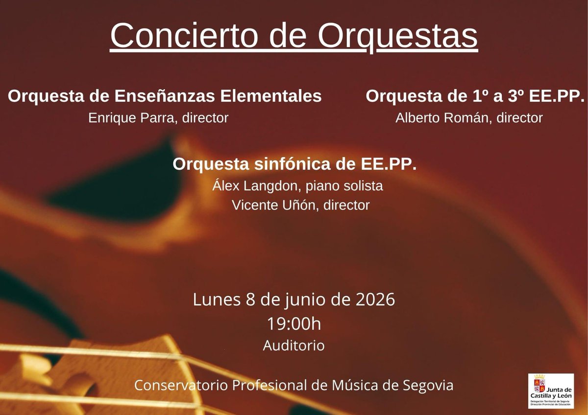 ConserSegovia's tweet photo. 🎶✨ Entramos en la última semana de clases del curso.

Después de tantos meses de trabajo, aprendizaje y música compartida, solo queda disfrutar de las últimas audiciones y conciertos antes de despedir este curso 🙌💛

¡Os esperamos para acompañarnos en estos últimos compases! https://t.co/P5qHcSZew5