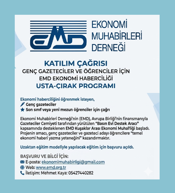EkonomiMd's tweet photo. Ekonomi Muhabirleri Derneği, genç gazeteciler ve öğrenciler, yeni mezunlar için ekonomi haberi yazma eğitimi projesini başlattı. Detaylar için:

https://t.co/fDkkKu0OwB https://t.co/cjMxizVgDe