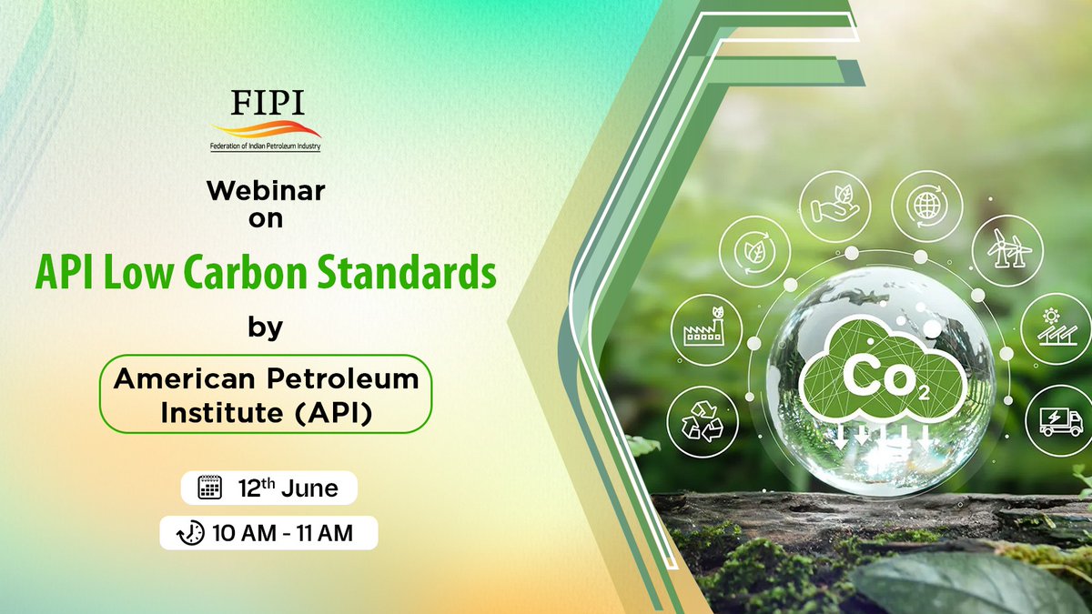 fipiind's tweet photo. As the energy industry accelerates its transition toward a lower-carbon future, standards are becoming increasingly important in ensuring the safety, integration and scalability of emerging energy technologies.

FIPI in collaboration with the American Petroleum Institute (API), invites you to join an insightful webinar exploring the latest advancements in low-carbon standardization across Carbon Capture, hydrogen and geothermal energy. The session will highlight how industry-wide collaboration and robust standards are helping shape a more sustainable and resilient energy future.

Click to join the webinar: https://t.co/yXK5W9IZ6L

#EnergyTransition #LowCarbon #Hydrogen #Geothermal

@APIenergy @ONGC_ @IndianOilcl @BPCLimited @HPCL @Cairn_Vedanta @bp @chennaipetro @gailindia @Ongc_Mrpl @NayaraEnergy @OilIndiaLimited @PetronetLNGLtd @RIL_Updates @EngineersIND @TechnipFMC @HMEL_India @NRL_MoPNG @Shell_India @AxensGroup @bakerhughesco @EY_India @exxonmobil_ind @IGLSocial @LanzaTech @larsentoubro @Jiobpofficial @SiemensIndia @topsoe_official @TotalEnergies @WorldLiquidGas @IGU_News @h2epower @IGX_India @Seros_IN @THINKGasIndia @IITISM_DHANBAD @jntukofficial @DibrugarhUniv @PdeuOfficial @TheRGIPT @UPESDehradun @osmania1917 @MITWPUOfficial @iitmadras @IITGuwahati @AmritaUniversty @IIPEVizag