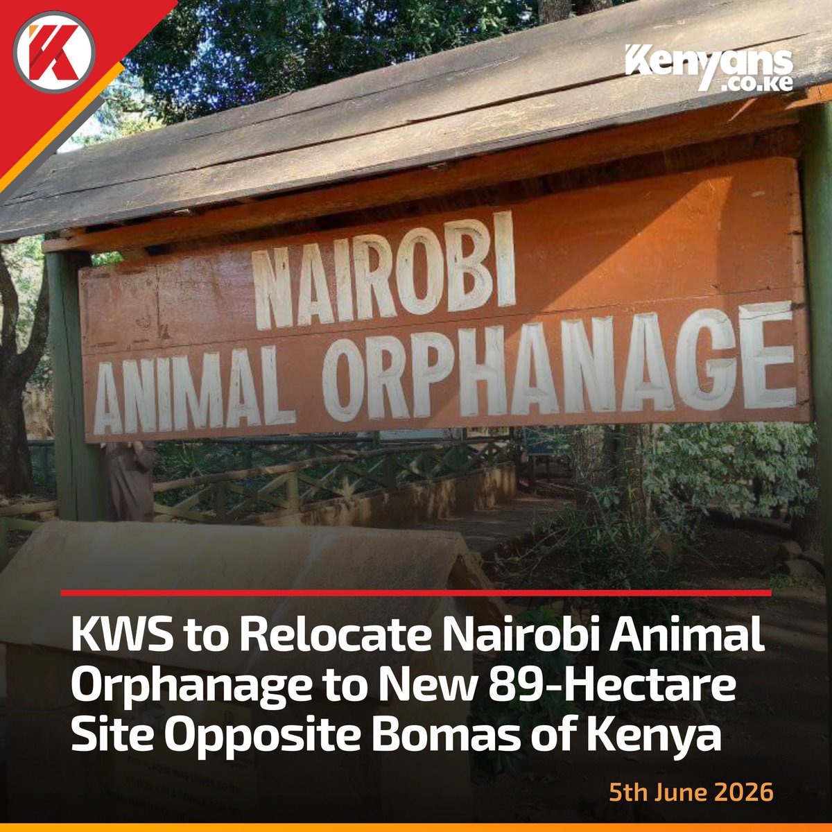 Kenyans's tweet photo. KWS to relocate Nairobi Animal Orphanage to a new 89-hectare site opposite Bomas of Kenya https://t.co/fZgoSCIWg5