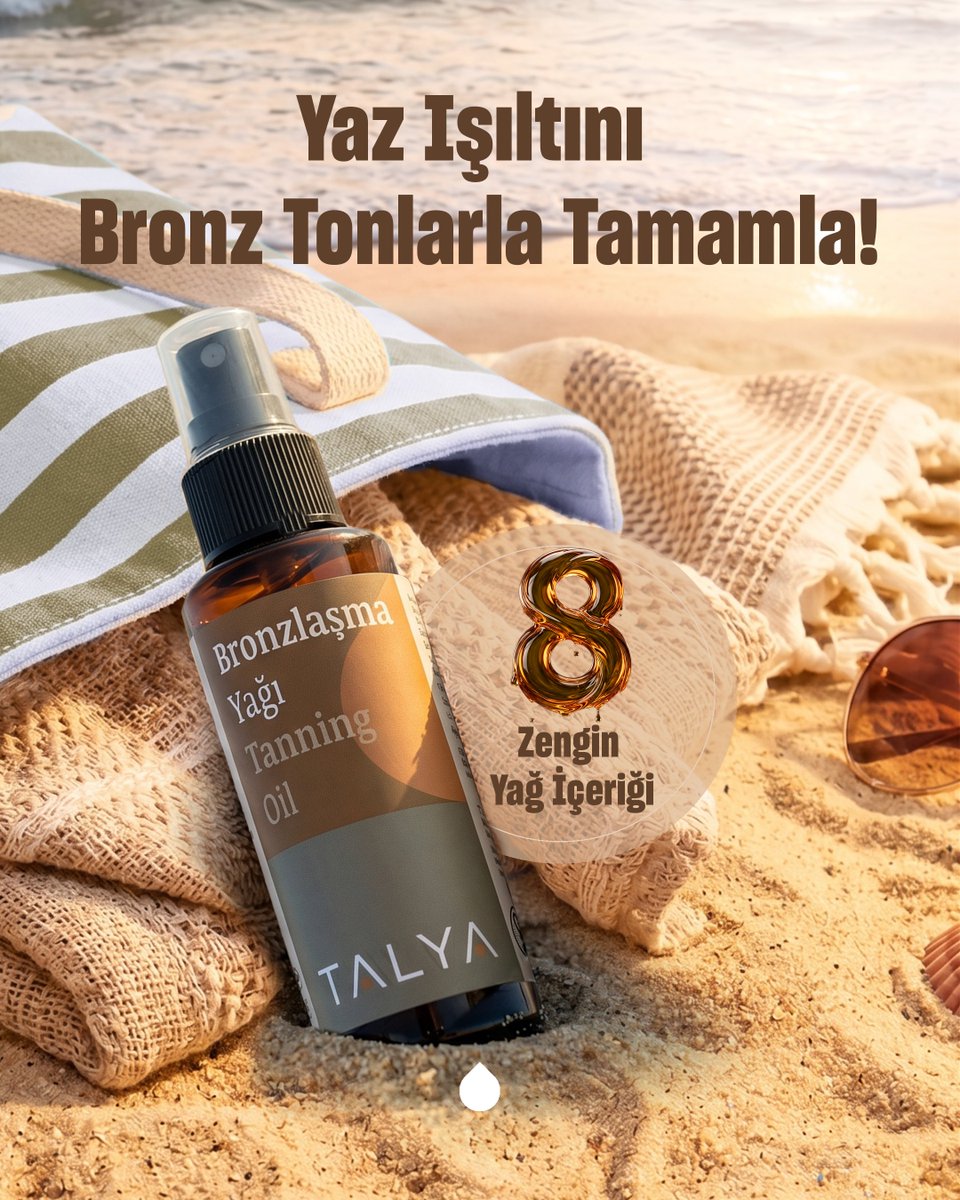 TalyaBitkisel's tweet photo. Yazın en güzel tarafı, güneşli planlar, altın saatler ve teninde bıraktığı sıcak ışıltı. ☀️
Talya Bronzlaşma Yağı;
Kakao yağı,
Havuç yağı,
Hindistan cevizi yağı,
Ayçiçek yağı,
Kayısı çekirdeği yağı,
E vitamini,
Zeytinyağı,
Susam yağı,
Jojoba yağı
içeren zengin formülüyle yaz günlerinde bronz görünüme eşlik eden keyifli   bir seçenek sunar.

Yaz enerjini tamamlayan ışıltılı bir dokunuş için Talya Bronzlaşma Yağı’nı   https://t.co/gTl2mf6XEY’da keşfedebilirsiniz. ✨
 
#Talya #TalyaBitkisel #BronzlaşmaYağı #YazIşıltısı #HavuçYağı #KakaoYağı   #YazRutini #Aromaterapi