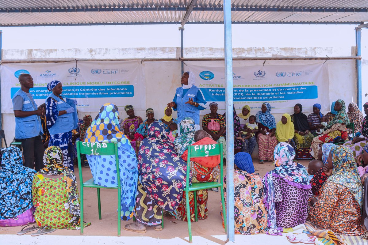 OAmsode's tweet photo. 📍 𝗦𝗼𝗺𝗮𝗱𝗮𝗴𝗼𝘂, 𝗰𝗼𝗺𝗺𝘂𝗻𝗲 𝗱𝗲 𝗦𝗶𝗼 (𝗠𝗼𝗽𝘁𝗶)

Grâce au projet de réponse d’urgence contre la diphtérie mis en œuvre par AMSODE en partenariat avec @omsmali et financé par le CERF, les populations de Somadagou ont bénéficié, en mai 2026, de services de santé essentiels :

 ✅ 𝟰𝟲𝟲 𝗰𝗼𝗻𝘀𝘂𝗹𝘁𝗮𝘁𝗶𝗼𝗻𝘀 𝗰𝘂𝗿𝗮𝘁𝗶𝘃𝗲𝘀 ;
 ✅ 𝟱𝟱 𝗰𝗼𝗻𝘀𝘂𝗹𝘁𝗮𝘁𝗶𝗼𝗻𝘀 𝗽𝗿𝗲́𝗻𝗮𝘁𝗮𝗹𝗲𝘀 ;
 ✅𝟰𝟱 𝗲𝗻𝗳𝗮𝗻𝘁𝘀 𝗶𝗻𝗰𝗼𝗺𝗽𝗹𝗲̀𝘁𝗲𝗺𝗲𝗻𝘁 𝗼𝘂 𝗻𝗼𝗻 𝘃𝗮𝗰𝗰𝗶𝗻𝗲́𝘀 𝗶𝗱𝗲𝗻𝘁𝗶𝗳𝗶𝗲́𝘀 ;
 ✅𝟮𝟴𝟳 𝗲𝗻𝗳𝗮𝗻𝘁𝘀 𝗱𝗲́𝗽𝗶𝘀𝘁𝗲́𝘀 𝗽𝗼𝘂𝗿 𝗹𝗮 𝗺𝗮𝗹𝗻𝘂𝘁𝗿𝗶𝘁𝗶𝗼𝗻 ;
 ✅𝟯𝟰𝟲 𝗽𝗲𝗿𝘀𝗼𝗻𝗻𝗲𝘀 𝘀𝗲𝗻𝘀𝗶𝗯𝗶𝗹𝗶𝘀𝗲́𝗲𝘀 𝗮̀ 𝗹𝗮 𝗽𝗿𝗲́𝘃𝗲𝗻𝘁𝗶𝗼𝗻 𝗱𝗲𝘀 𝗺𝗮𝗹𝗮𝗱𝗶𝗲𝘀 ;
 ✅𝟭𝟴 𝗽𝗲𝗿𝘀𝗼𝗻𝗻𝗲𝘀 𝗮𝗰𝗰𝗼𝗺𝗽𝗮𝗴𝗻𝗲́𝗲𝘀 𝗽𝗮𝗿 𝘂𝗻 𝘀𝗼𝘂𝘁𝗶𝗲𝗻 𝗽𝘀𝘆𝗰𝗵𝗼𝘀𝗼𝗰𝗶𝗮𝗹.

Dans un contexte marqué par les défis sécuritaires et sanitaires, ces interventions contribuent à améliorer l’accès aux soins et à renforcer la protection des communautés les plus vulnérables.

#SantéPourTous
#AccèsAuxSoins
#SantéCommunautaire
#luttecontreladiphtérie