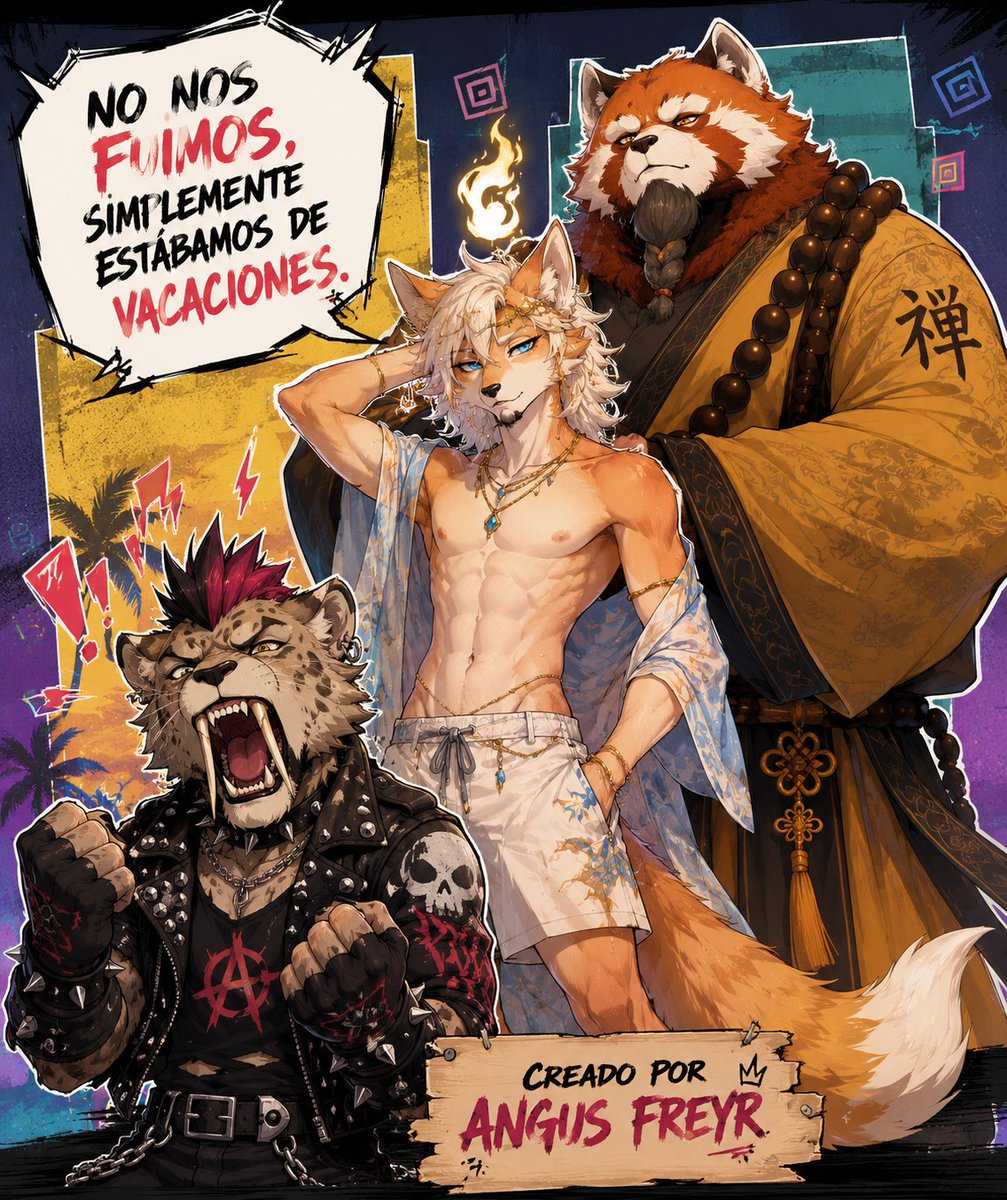 AngusFreyr's tweet photo. Título:
🌙 El Regreso de los Tres: Lo Que Ocurrió Durante las Vacaciones Nadie lo Sabe...
#FurryFandom #FurryArt #FurryCommunity #Anthro #FurryCharacter #MysteryFurry #AngusFreyr #RedPanda #FoxFurry #PunkFurry #FantasyFurry #FurryIllustration #Lore #FurryWorld #FurryFriends #FurryArtist #FurryLife #FurryCreatures #FurryAdventure #FurryUniverse #FurryMystery #FurryStory #AnthroArt #Fursona #FurryFantasy #FurryComic #FurryCulture #FurryGram #FYP #XArt #FF 🦊🔥🐼