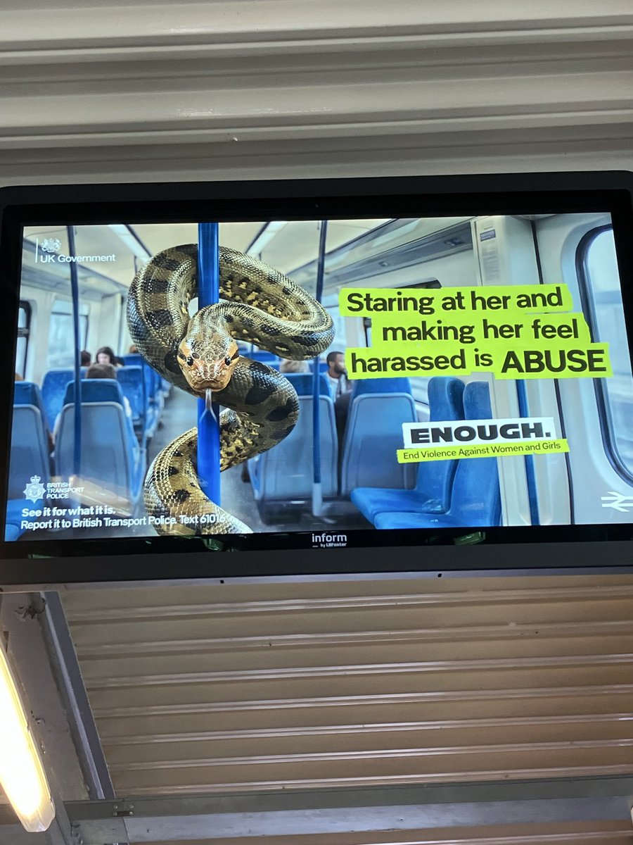timothy_stanley's tweet photo. I’m sorry but if a snake introduces itself to me on the Victoria line, I’m liable to stare at her. https://t.co/50WUF5rKpY