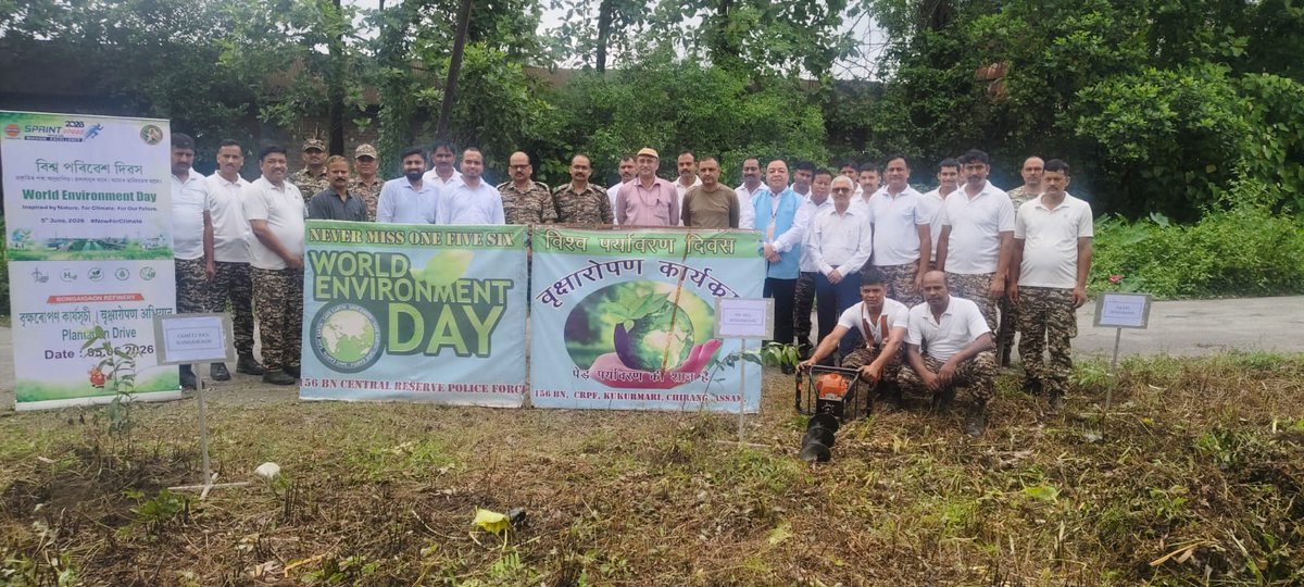 156Bn's tweet photo. A Tree Plantation Drive was successfully organized today at Kukurmari, Chirang by HQ/156 Bn CRPF. The event witnessed enthusiastic participation from IOCL representatives, and unit personnel. https://t.co/0GrpjwHK8I