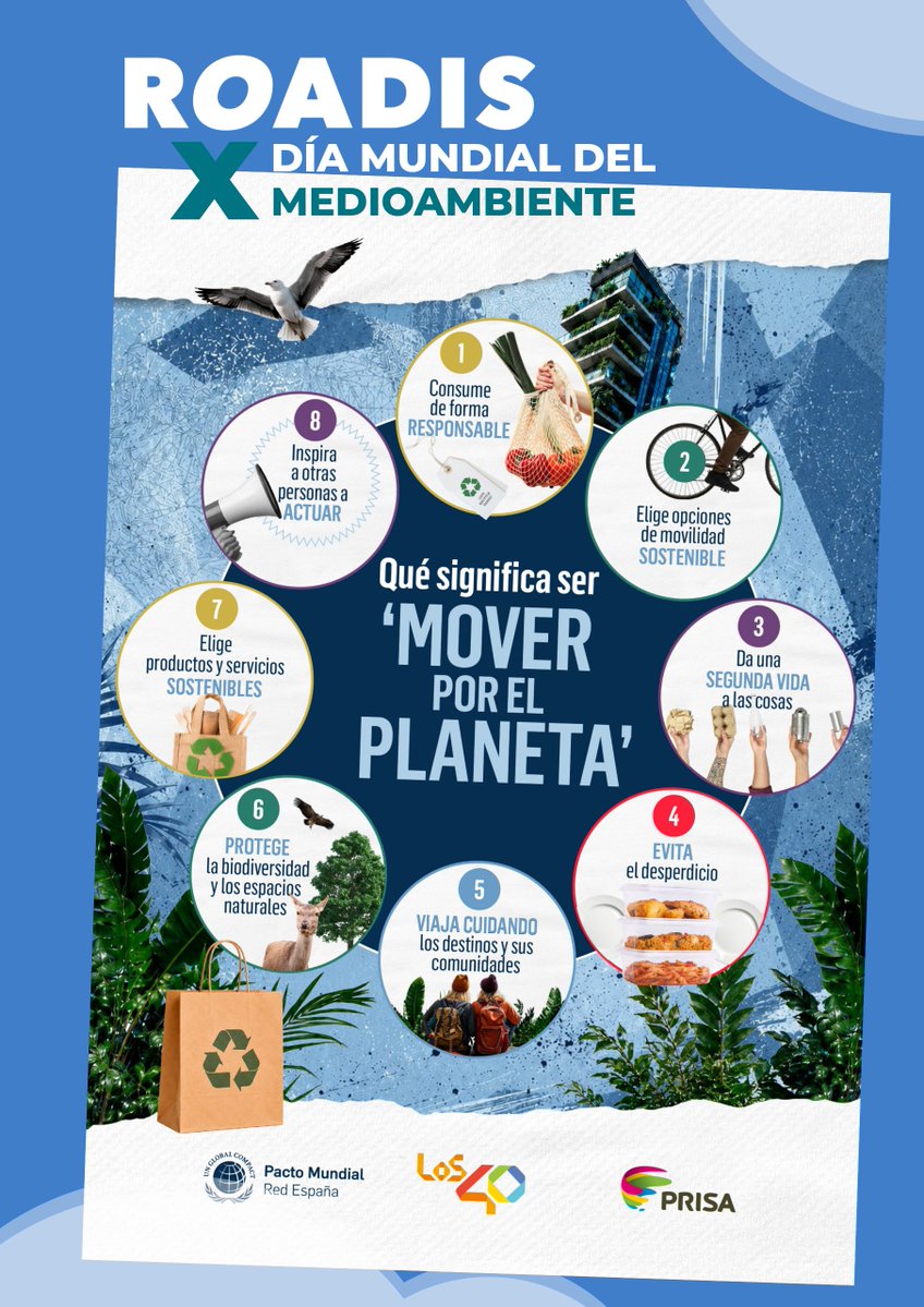 ROADIStr's tweet photo. 🌍 En #sostenibilidad el reto ya no es entender, sino actuar.
Y en el #DíaMundialdelMedioAmbiente lo llevamos a la práctica: completamos un año más el CoP del @PactoMundial y nos sumamos a #MoverporelPlaneta 
🌱Transformar hábitos genera impacto y juntos, marcamos la diferencia. https://t.co/i1amICEJ9G