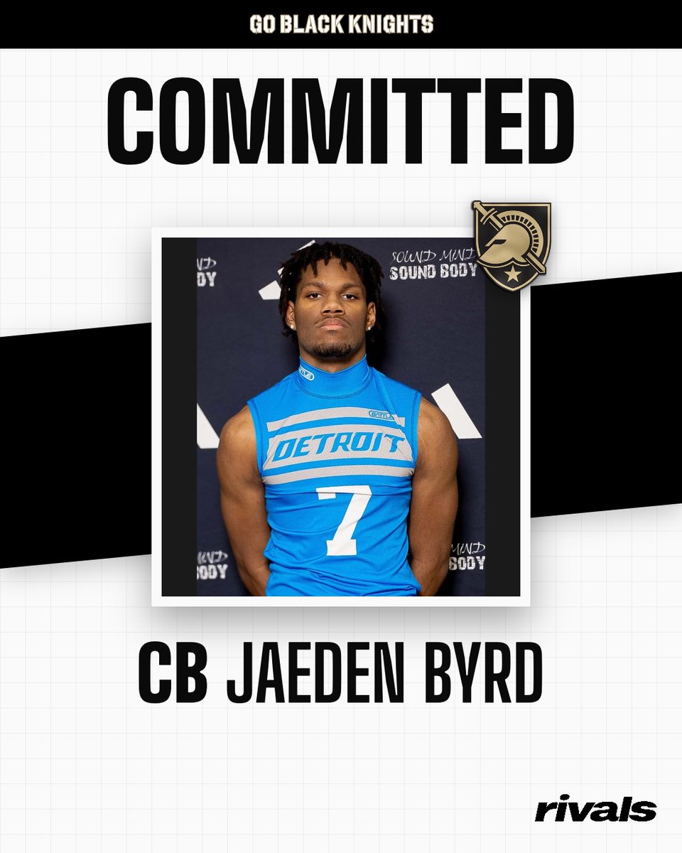 goblackknights's tweet photo. 🚨#ArmyFootball Commitment Alert🚨   

Black Knights lock down defensive commitment from CB Jaeden

"Come Inside https://t.co/FLfCjr5Sc9 For The Latest Dose Of Recruiting News, Analysis, Highlights &amp; Updates”

https://t.co/SwUpH7AIyX https://t.co/LfDxFwIopn