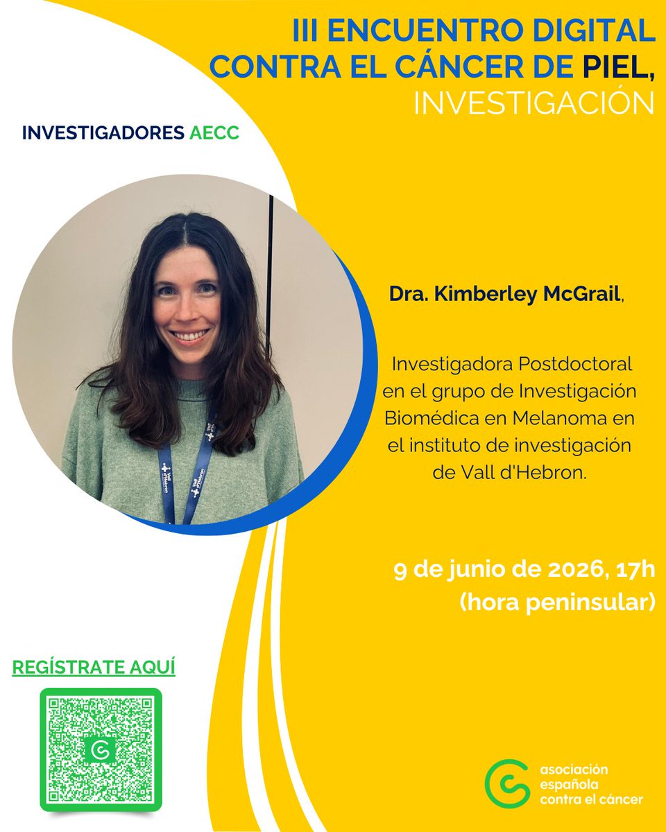ContraCancerEs's tweet photo. III Encuentro Digital "Contra el cáncer de piel, investigación"
🗓️9 de junio
⏰17:00h
Inscríbete 👇
https://t.co/nkIjXUCCnV
#InvestigandoenCáncer https://t.co/Fhsfo9tMj8