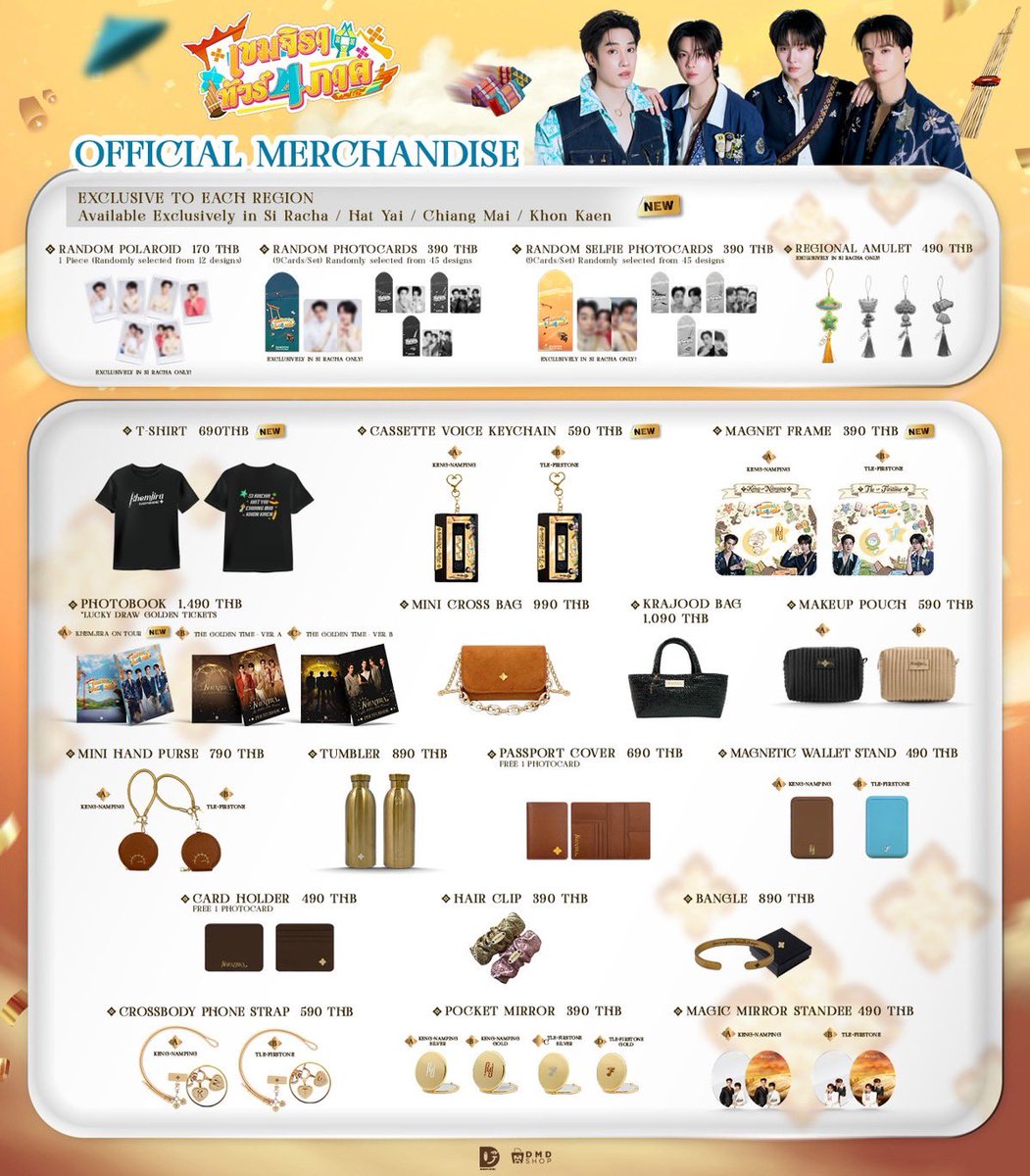 DomundiTV's tweet photo. ✨ Get ready to explore the official merchandise from KHEMJIRA, as we journey across Thailand with the 𝐊𝐇𝐄𝐌𝐉𝐈𝐑𝐀 𝐓𝐎𝐔𝐑 𝟒 𝐑𝐄𝐆𝐈𝐎𝐍𝐒 collections 🇹🇭🎤✨

Each province features exclusive items, available only at selected tour stops.

🗓 06.06.2026
🕰️ 10:00 AM. - 4:00 PM.
🛍️ Merchandise Booth
📍 Si Racha Hall, Central Si Racha
💳 Cash, Credit / Debit Cards, QR PromptPay, Alipay, and WeChat Pay are accepted.

#KhemjiraTour4RegionsMerch
#เขมจิราทัวร์สี่ภาค
#เขมจิราต้องรอดseries
#KhemjiraTheSeries
#domunditv