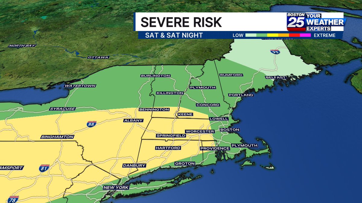 ShiriSpear's tweet photo. Much of the weekend will be dry, but two waves of ⛈️ are expected:
Saturday late afternoon &amp; evening-best chance for severe weather
Sunday afternoon - few storms will be hit-or-miss
@boston25 #mawx #boston #capecod https://t.co/Oy0LXCWtkT