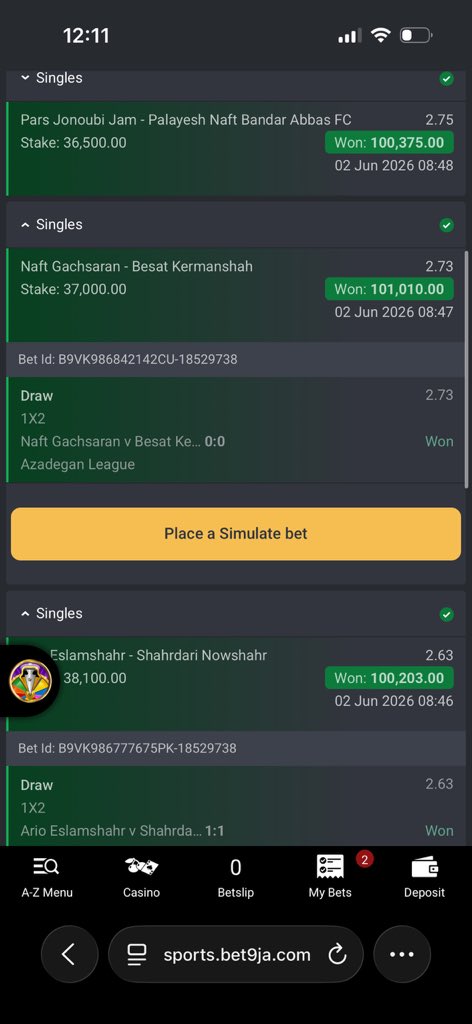 RealSuzzane's tweet photo. 5/5 DRAW WON ON BET9ja 🔥🔥🔥🔥 https://t.co/dWpLXCvz0x