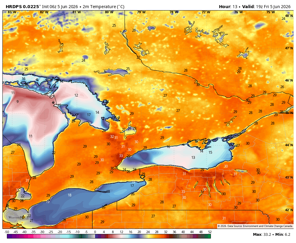 WxOntario1's tweet photo. Warm start to the day across Southern #Ontario 

Temps range from the low to mid teens

Beautiful summer like afternoon on tap with temps peaking near 30C

Scattered showers with some thunderstorms embedded start moving into the region by the evening

#OnWX #ONStorm https://t.co/ykVZ5KCbWA
