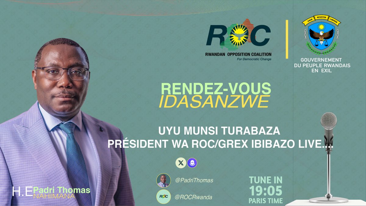 ROCRwanda's tweet photo. DON'T MISS!
https://t.co/p4I6QHTsnO 
Speak with HE @PadriThomas 

FRANÇAIS-KINYARWANDA-ENGLISH https://t.co/OU1PmXEyBK