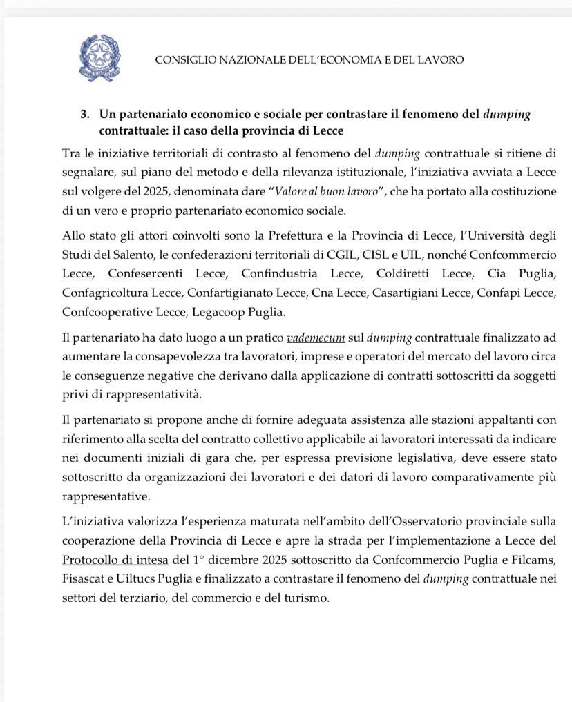 CislLecce's tweet photo. Nel XXVII Rapporto @cnel_it su mercato del #lavoro e #contrattazione collettiva segnaliamo il contributo, sul piano del metodo e della rilevanza istituzionale, riguardo all'importante iniziativa promossa dal PES di Lecce dal titolo "Valore al Buon Lavoro".
https://t.co/1HxyBeunGY https://t.co/kJVRVbTfWA