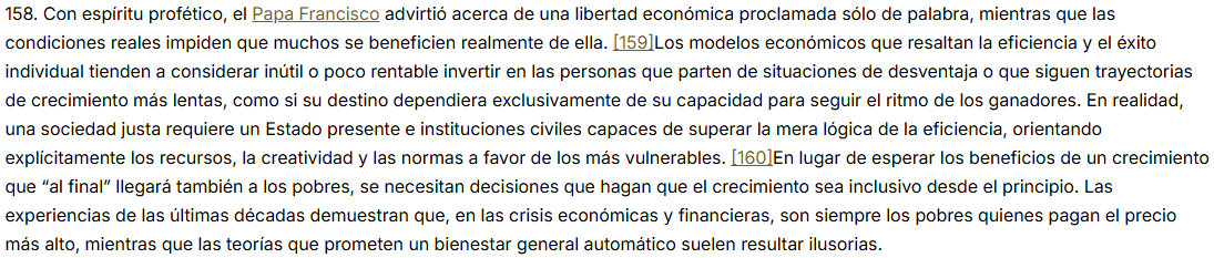 ScheuchMartin's tweet photo. De la encíclica "Magnifica humanitas" del papa León XIV. El crecimiento económico deben beneficiar a los pobres desde un principio, no al final. Para eso se requiere un Estado presente e instituciones civiles fuertes. Va contra un principio del capitalismo liberal. https://t.co/sfcQsb8rOD