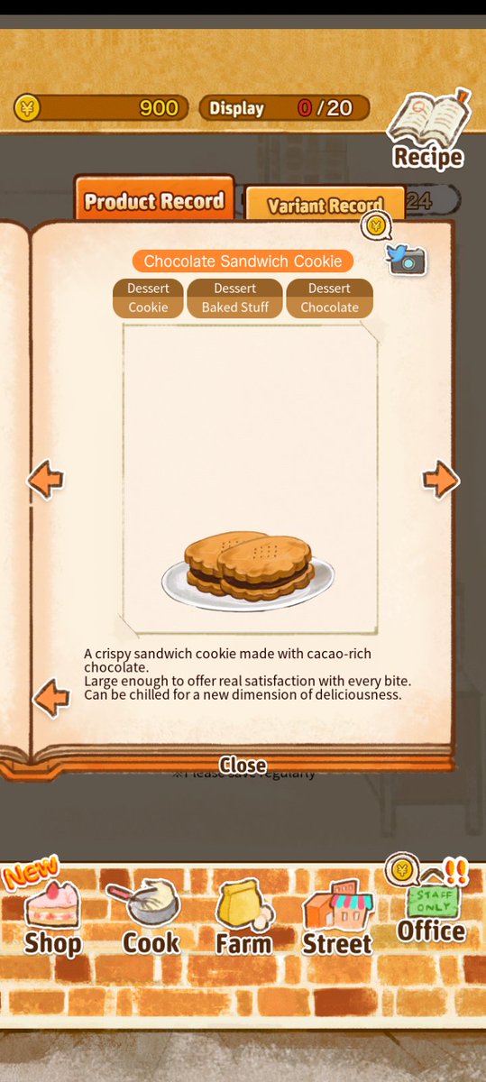 BRabbit013's tweet photo. 【Chocolate Sandwich Cookie】
A crispy sandwich cookie made with cacao-rich chocolate.
Large enough to offer real satisfaction with every bite. Can be chilled for a new dimension of deliciousness.
https://t.co/P4GhmBncgq
#CandyMaker2 #洋菓子店ローズ #お菓子作り2 #Cybergate https://t.co/BpMZW1tJzk