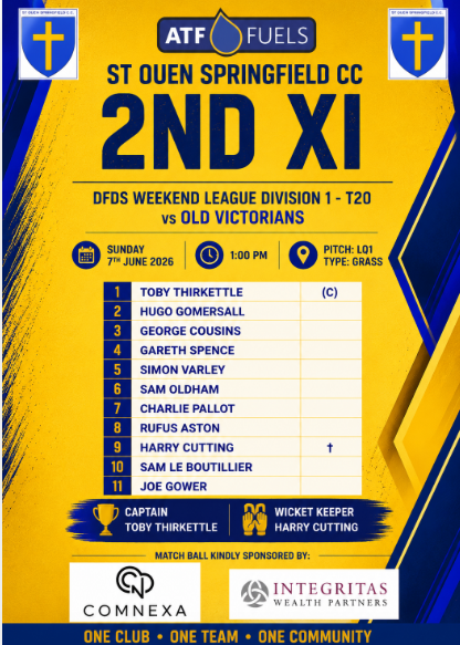 StOuenSpringCC's tweet photo. Here's our 2nd &amp; 3rd XI sides for the weekend matches against @ovcricket &amp; @walkovers respectively 💙💛🏏

@ATF_Fuels @IntegritasWP @comnexa @cricketinjersey https://t.co/kTdjLRkDdq