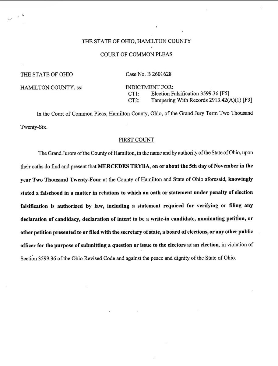 ChairmanAlex's tweet photo. No voter fraud, eh?  Here is an ACTIVE case of voter fraud currently in the Hamilton County court system. This all happened before us at the Hamilton County Board of Elections. This woman claimed she didn’t need a photo ID because of a religious exemption. During our hearing, we exposed this as fraudulent. A Hamilton County Grand Jury agreed and now this woman faces felony charges. This won’t make the news?  Or will it?