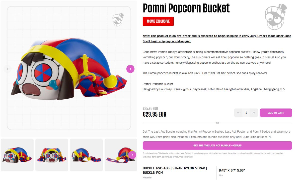 SlothySpeelt's tweet photo. To be honest, I think this is the best way to sell special popcorn buckets.

-Not exclusive to certain countries and/or movie theaters.
-Everyone who wants one can get one (so long they have the link) so can't be sold out and no scalpers.

Only downside is having to wait. https://t.co/UNmbPjOaRc