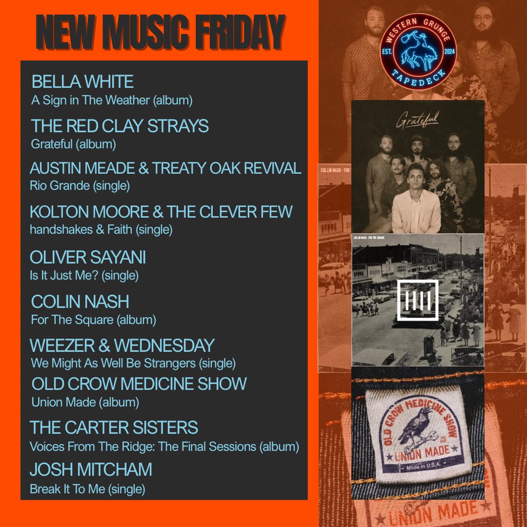 WesternGrungeTD's tweet photo. Another Friday, another great day of new music! 🔥 We’ve had back to back weeks of nothing but banger releases.

Get outside and spin some tunes this weekend! ❤️ https://t.co/MTT1Ng6OJb