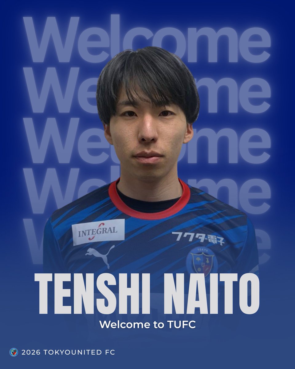 TOKYOUNITED_FC's tweet photo. ❯❯❯❯ 🔵𝙒𝙀𝙇𝘾𝙊𝙈𝙀🎊  ❯❯❯❯

この度、東洋大学から #内藤天志 選手が加入することが決まりましたのでお知らせいたします。

内藤選手の背番号は42番になります。

📝 https://t.co/p9gWdFNHCV

#東京ユナイテッドFC
#東洋大学 https://t.co/OX4B1j6Hpc