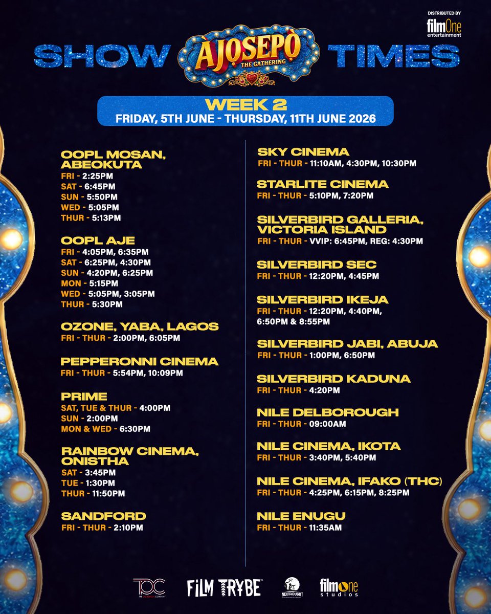 OgunmolaBolaji's tweet photo. Showtimes for AJOSEPO (THE GATHERING) in cinemas nationwide https://t.co/blG0xPSx1r