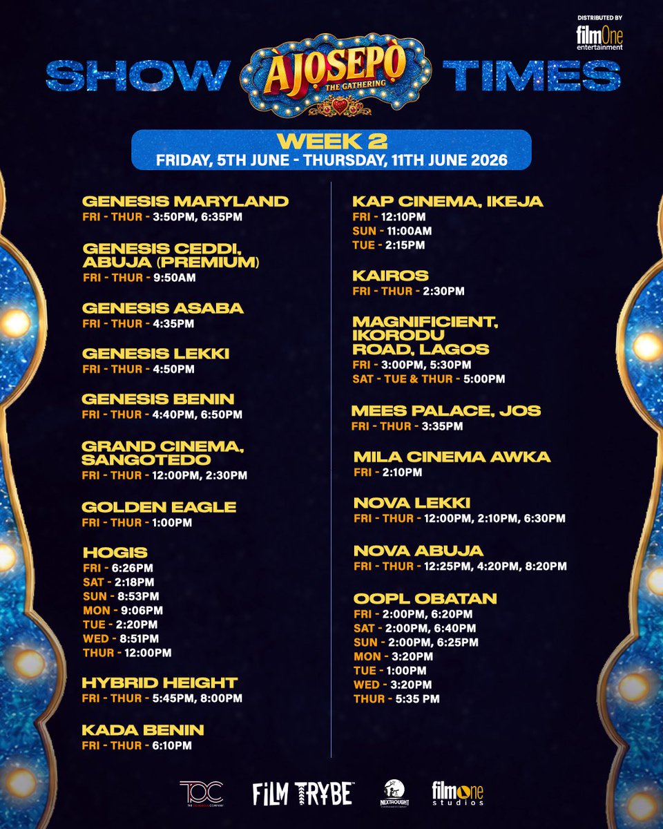 OgunmolaBolaji's tweet photo. Showtimes for AJOSEPO (THE GATHERING) in cinemas nationwide https://t.co/blG0xPSx1r