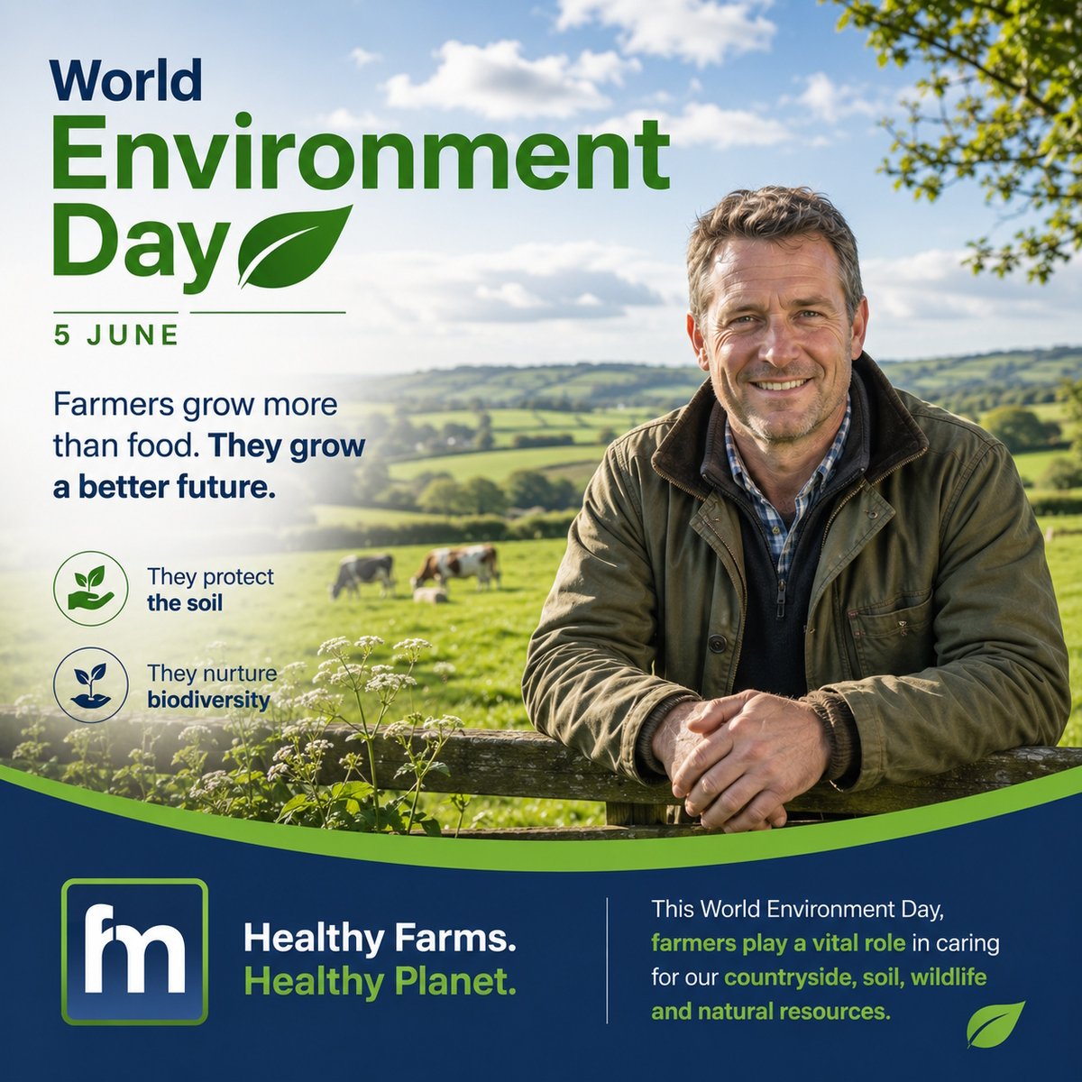 FarmMatters's tweet photo. 🌍Farmers are at the heart of our countryside. Alongside producing food, they play an important role in caring for soil &amp; supporting wildlife habitats. Today we're recognising the positive impact farmers make on the environment and the commitment they show to future generations🌍 https://t.co/V3T5xNwxQT