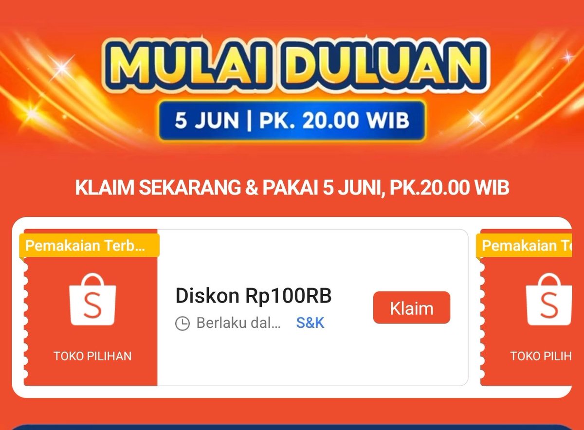 kimmyexp's tweet photo. 6.6 START NANTI MALEM

🗓️5 JUNI
⏱️dari jam 20:00-23:00 
✅diskon 100RB minbel 200RB

🗓️6 JUNI
⏱️00,08, 12, 15, 20 DISKON 99% 100RB 
+ DISKON 99% 5RB nempel biasanya

DISKON LIVE+VIDEO XTRA 60% 600RB😍

+teka teki 5x sesi

CLAIM SINI SEMUA SAMPE BAWAH👇🏻
https://t.co/1e72vv0GF1 https://t.co/oxmiFlrGZj