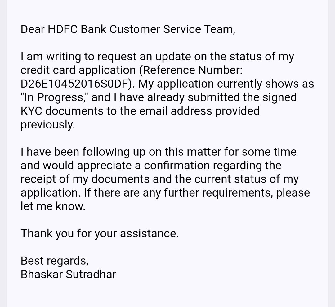 bs_bhaskar5's tweet photo. @HDFCBank_Cares @HDFC_Bank 
 query reference number: '1767792333'
 Application reference number: D26E10452016S0DF https://t.co/57knUeTWsf